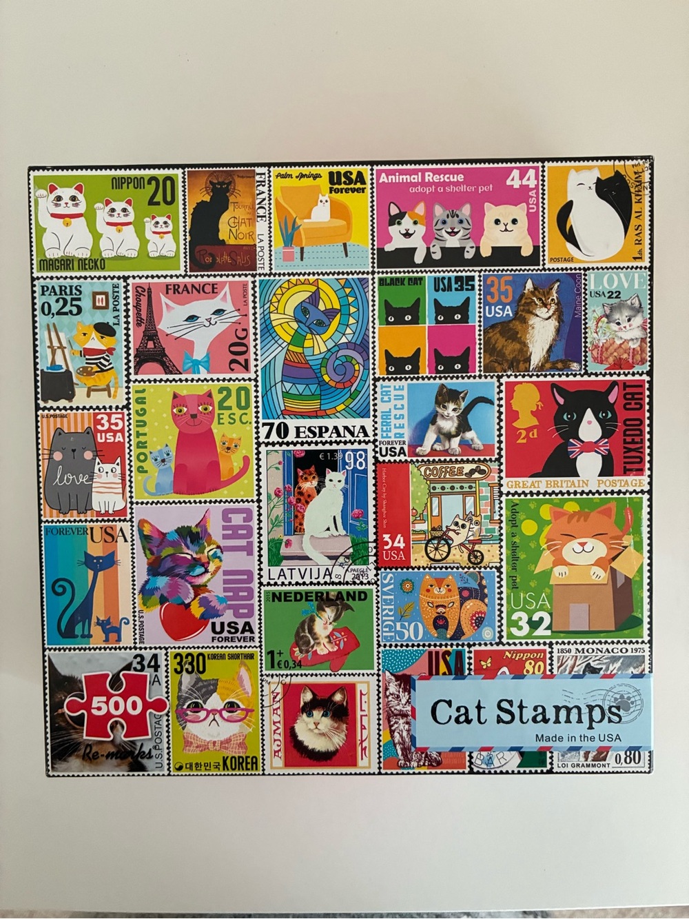 Re-marks 500 Piece Cat Stamps Decorative Puzzle